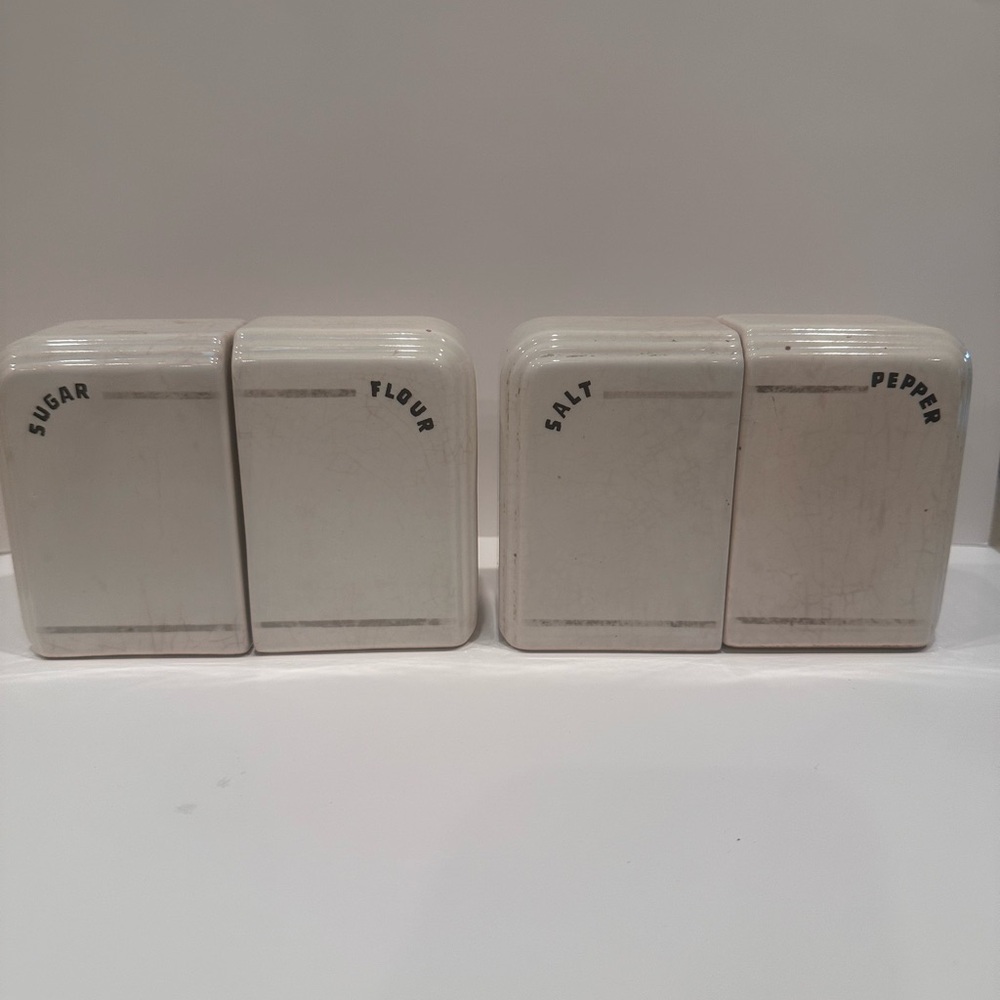 Vintage White Ceramic Spice Containers